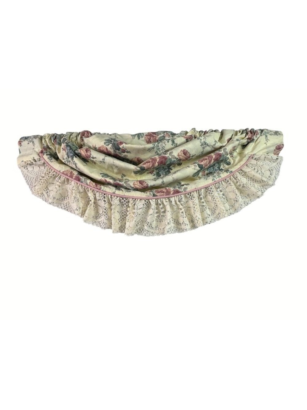 2 Croscill Elizabeth Gray Victoria Lace Scalloped Valances Floral Cottage Shabby